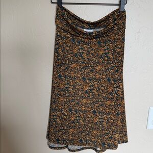 LuLaRoe Floral Midi Skirt - Black and Gold